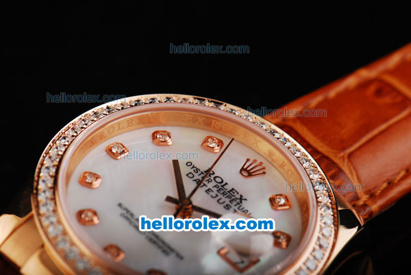 Rolex Datejust Swiss ETA 2836 Automatic Movement Diamond Markers with White Dial-Diamond Bezel - Click Image to Close